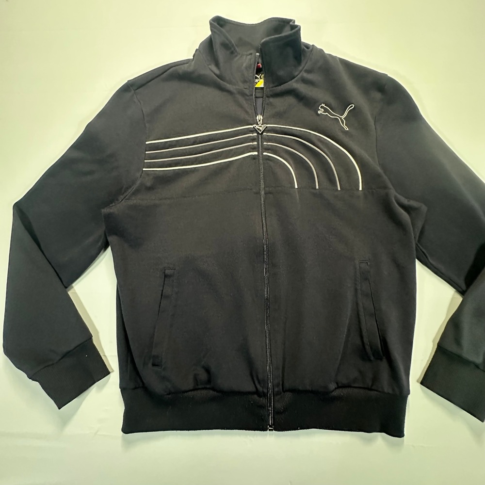 Puma Mens Track Jacket Black Full Zip Graphic Logo Small 812579